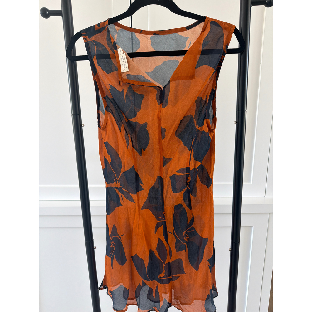 VRG GRL Orange Floral Print Sleeveless Dress - Picture 2 of 4